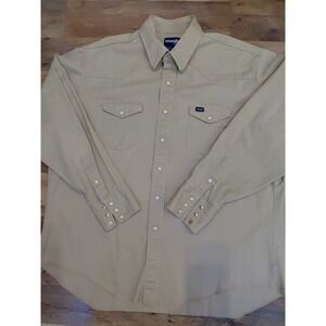 Vintage Wrangler Brushpopper 18-36 Pearl Snap Western Shirt  Tan Cowboy Men 2X L